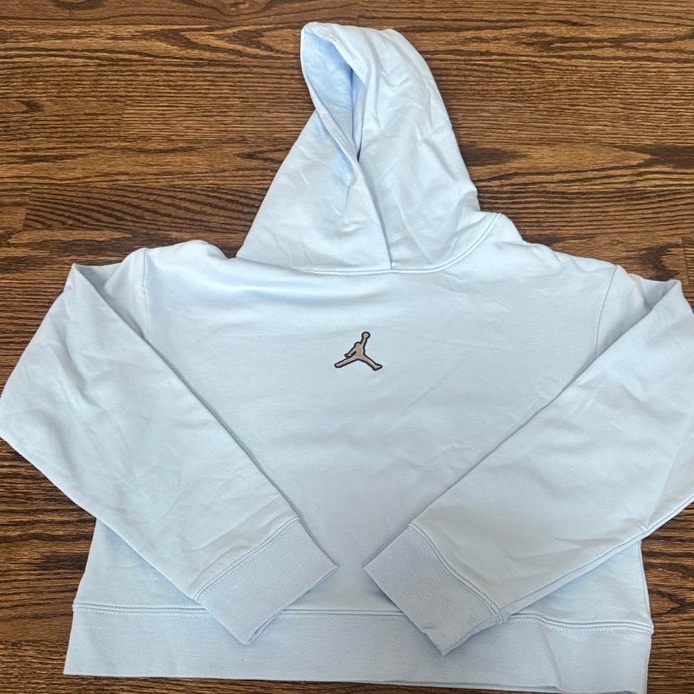 Light Blue Hoodie with Logo Cropped